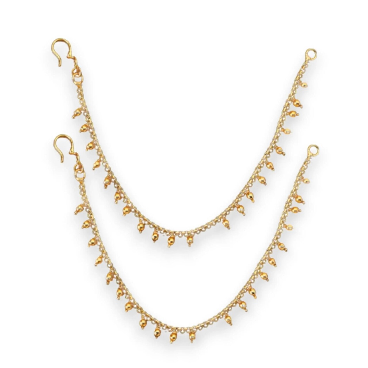 Indian Traditional Ear Chains for Women - Indian Jewellery for Earring Support Long Gold Tone Earring Chain Ear to Hair Chain Jewelry Faux Pearl Hair Accessory Bridal Jewelry for Wedding
